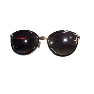 LOFT Brown Round Frame Sunglasses with Metallic Accents